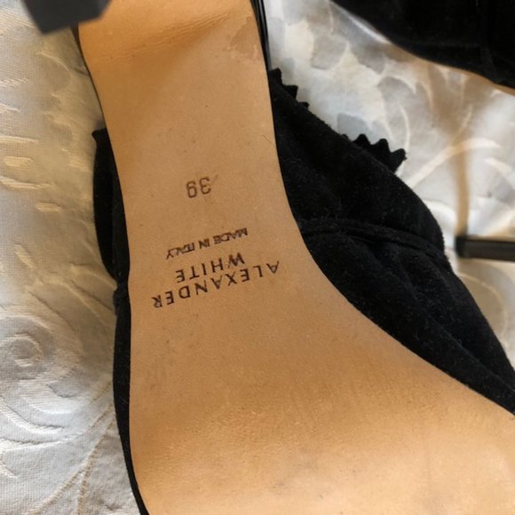 Authentic Alexander White Eloisa Black Ruffled Suede Mules - Picture 7 of 7